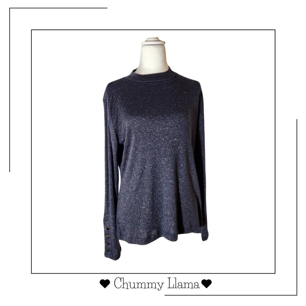 Violets & Roses Night Sky Sweater – Soft Starry Knit, Size XL